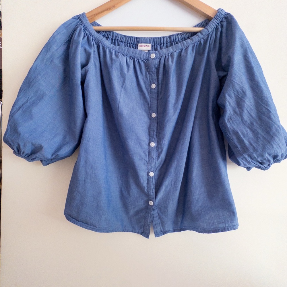 Chambray Off the shoulder Blouse